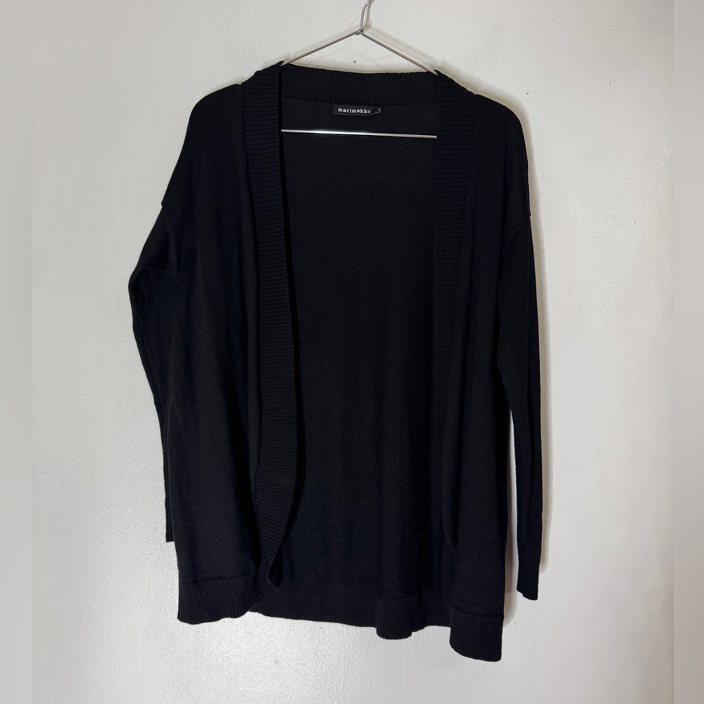 Marimekko XS Black Wool Open Cardigan Sweater